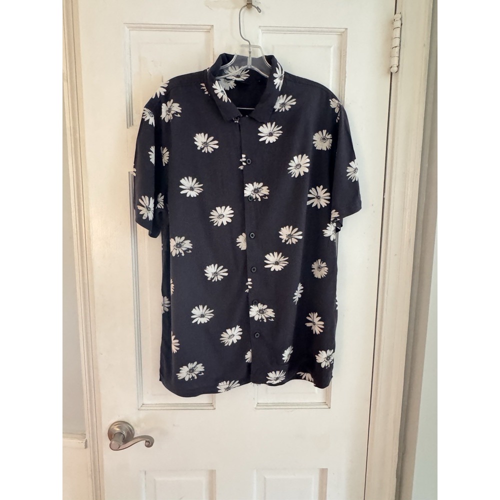 💙PacSun Men's‎ Sz M Sunflower Print Art Camp Shirt Super Soft Y2K